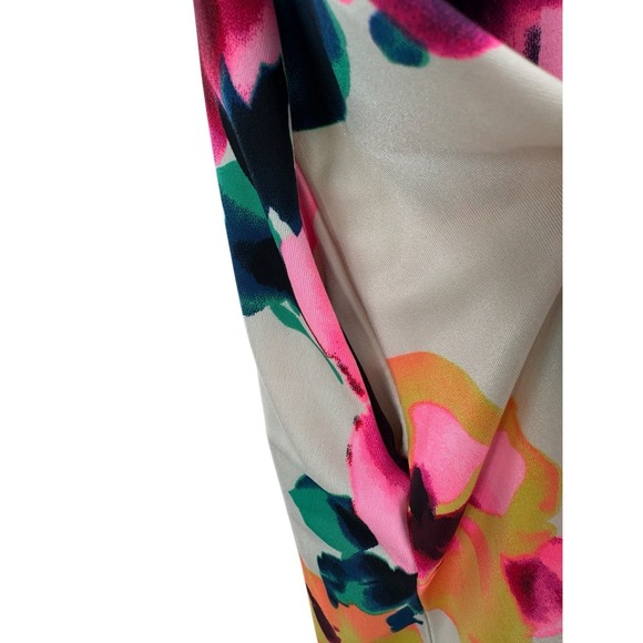 Hemish USA Floral Print Knit Dress Small Travel Stretch Short Sleeve‎ Crisscross - Picture 2 of 6